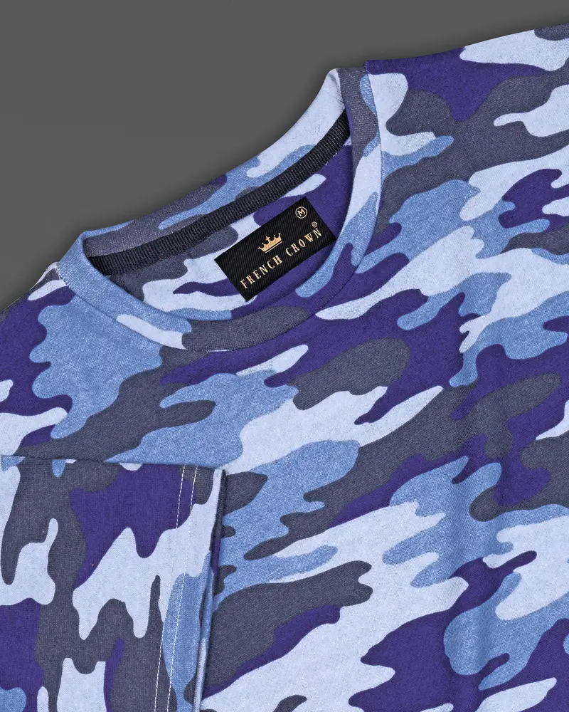 Danube Blue With Scarpa Gray Camouflage Super Soft Premium Cotton Jersey T-Shirt 4