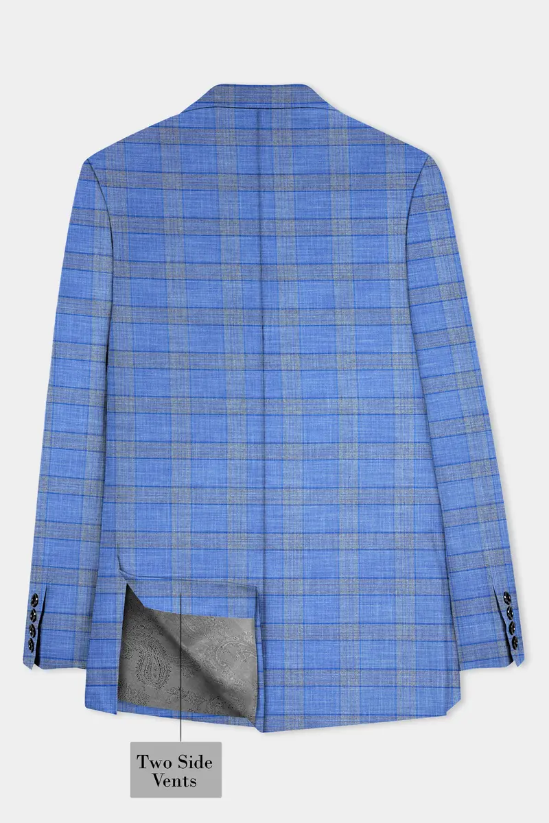 Danube Blue Wool Blend Double Breasted Suit 10
