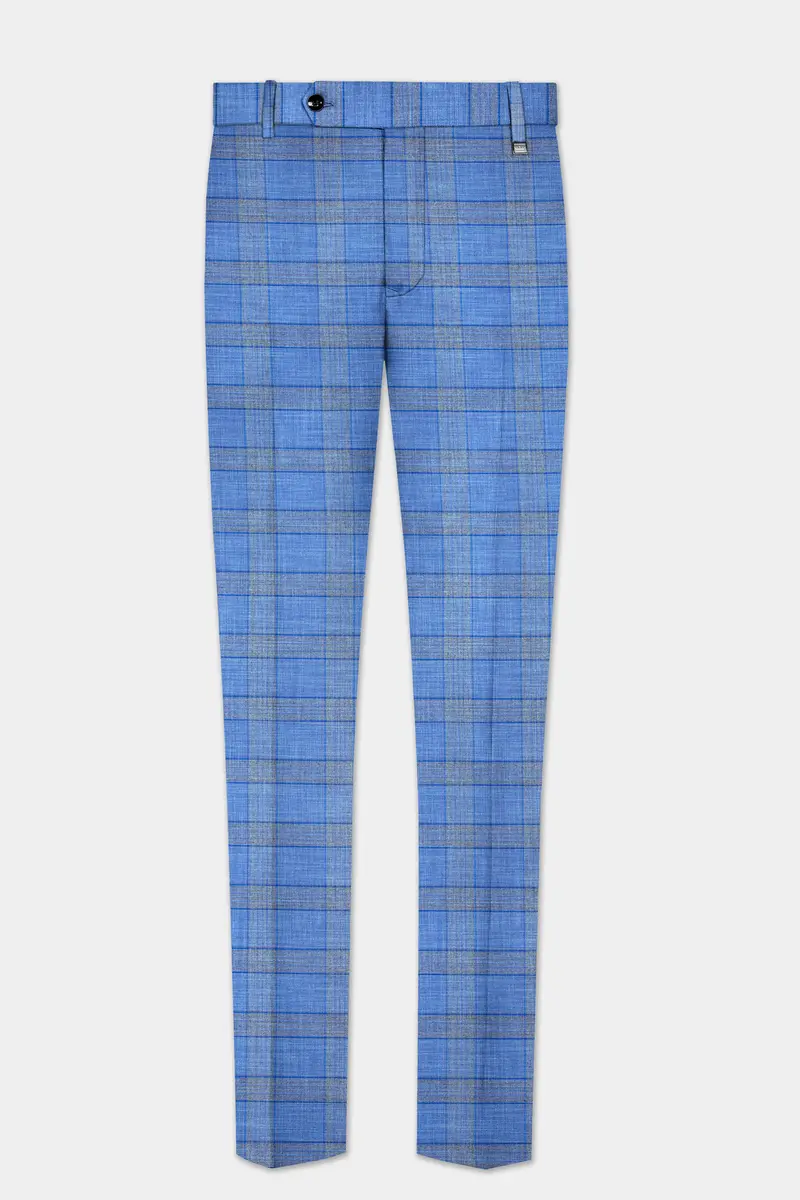 Danube Blue Wool Blend Double Breasted Suit 13