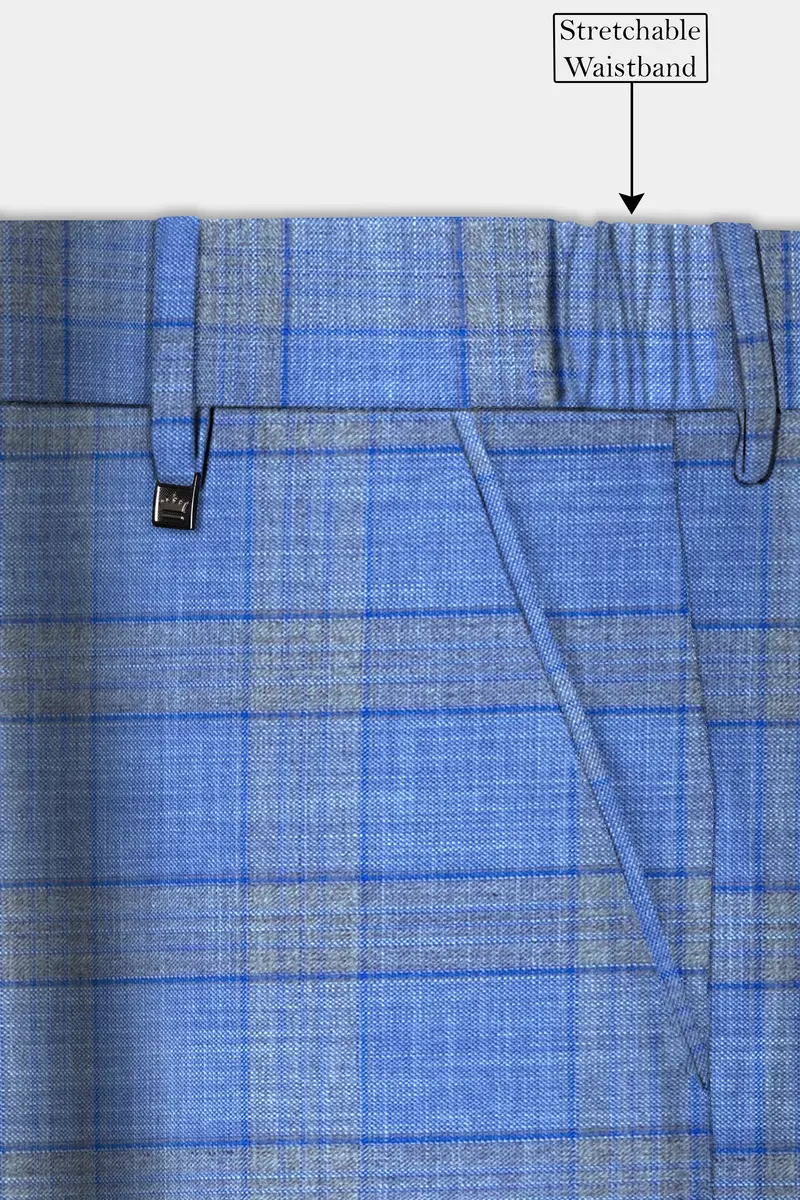 Danube Blue Wool Blend Double Breasted Suit 15