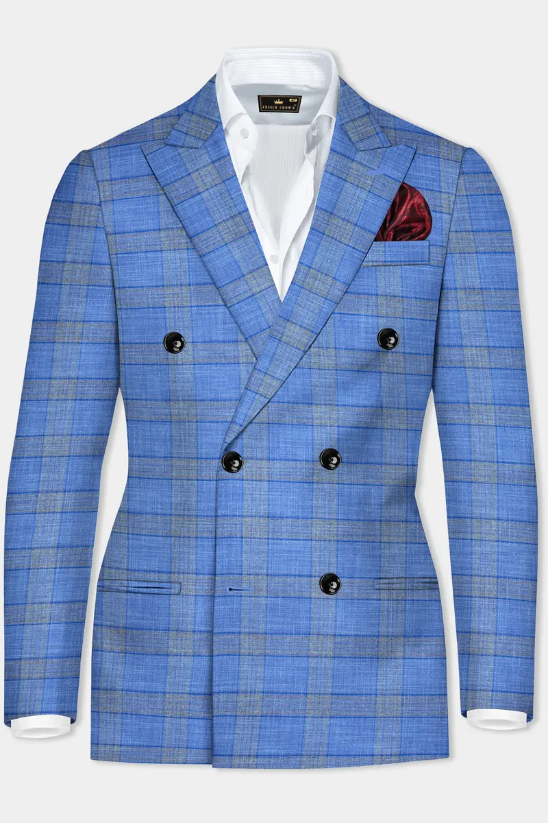 Danube Blue Wool Blend Double Breasted Suit 8