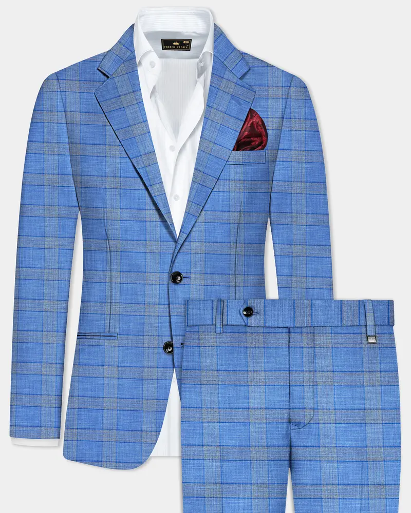 Danube Blue Wool Blend Single Breasted Suit 1