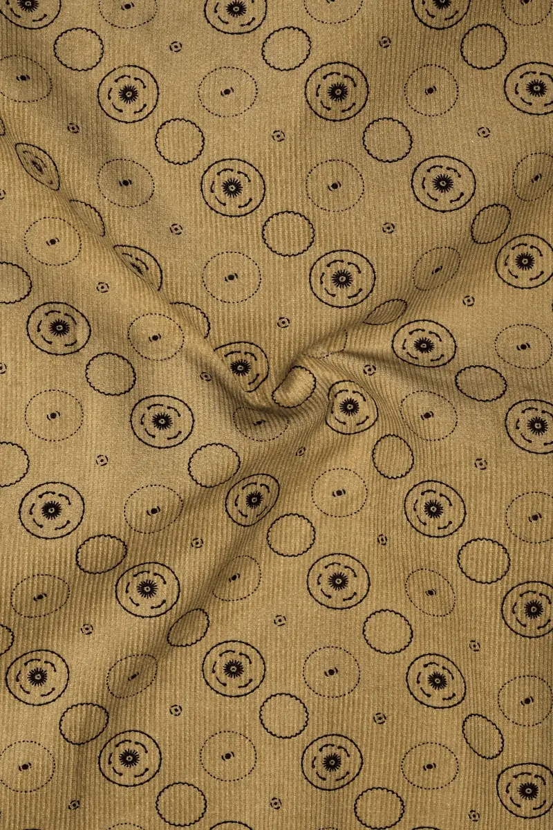 Dark Beige And Eclipse Brown Textured With Patchwork Corduroy Designer Shirt 3