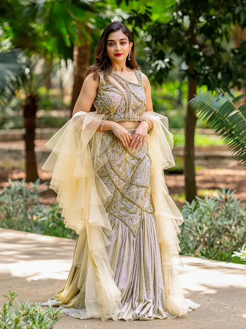 Dark Beige Party Wear Mermaid Lehenga 1