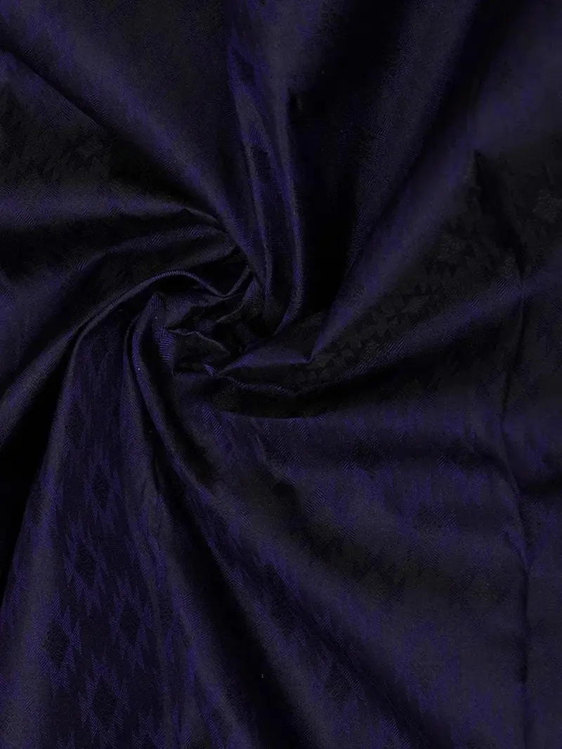 Dark Blue Pure Kanchipuram Bridal Silk Saree With Ikat Design On The Body With Zari Border 2