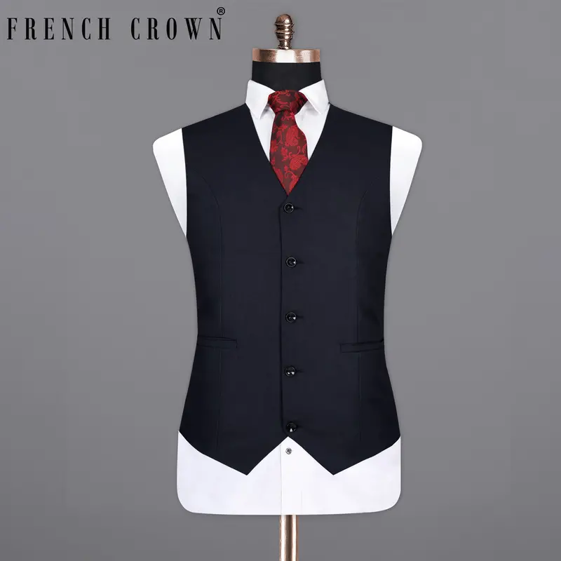 Dark Blue Wool Rich Waistcoat 1