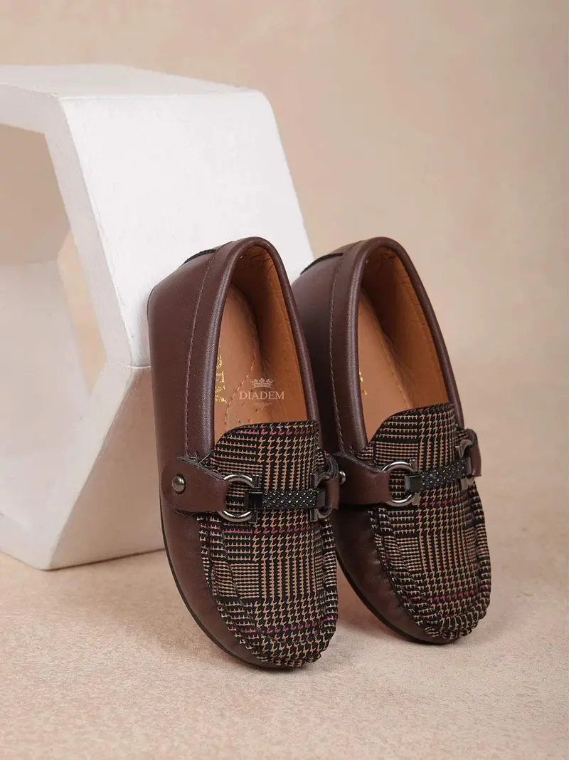 Dark Brown Leather Loafers For Boys 1