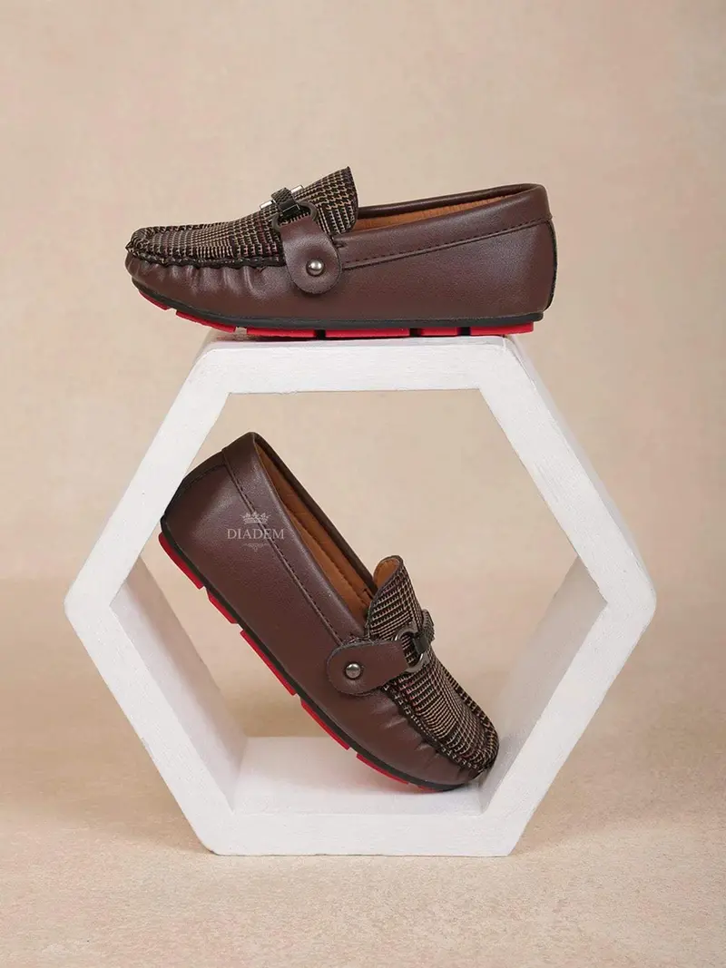 Dark Brown Leather Loafers For Boys 3