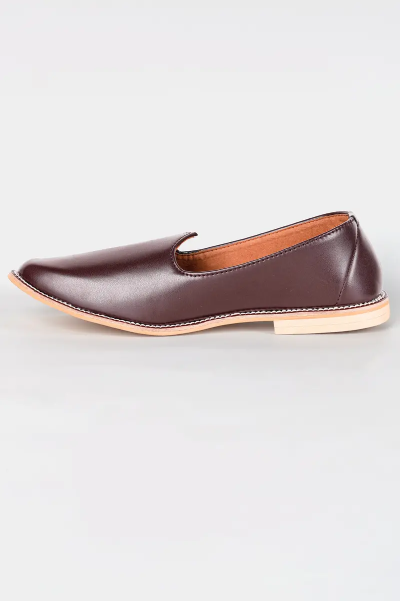 Dark Brown Vegan Leather Hand Stitched Jutis 3