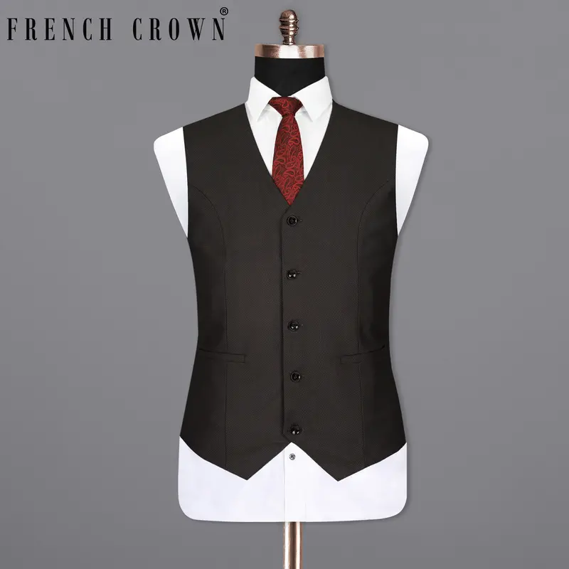Dark Brown Wool Rich Waistcoat 1