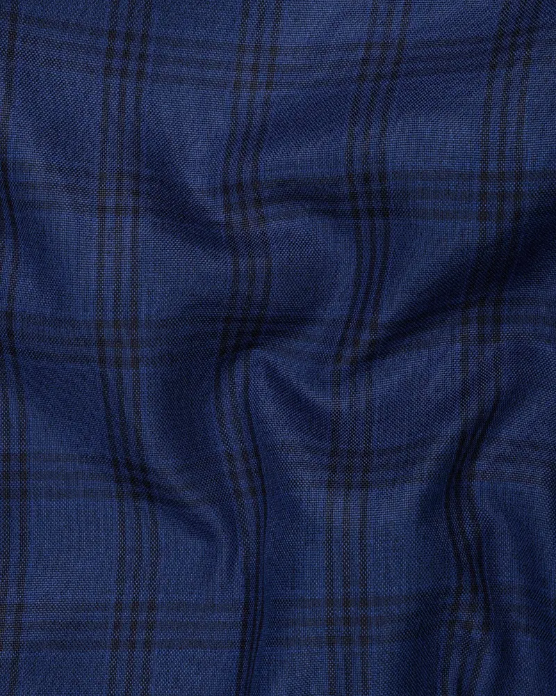 Dark Byzantium Blue Plaid Waistcoat 3