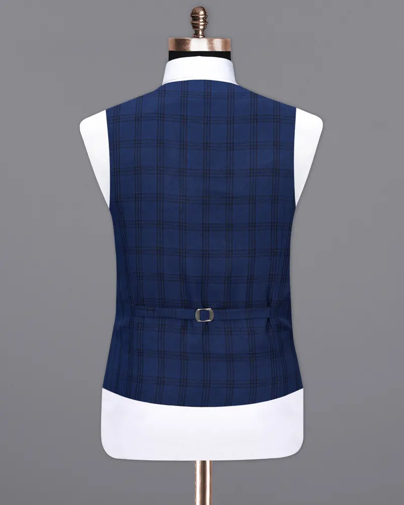 Dark Byzantium Blue Plaid Waistcoat 6