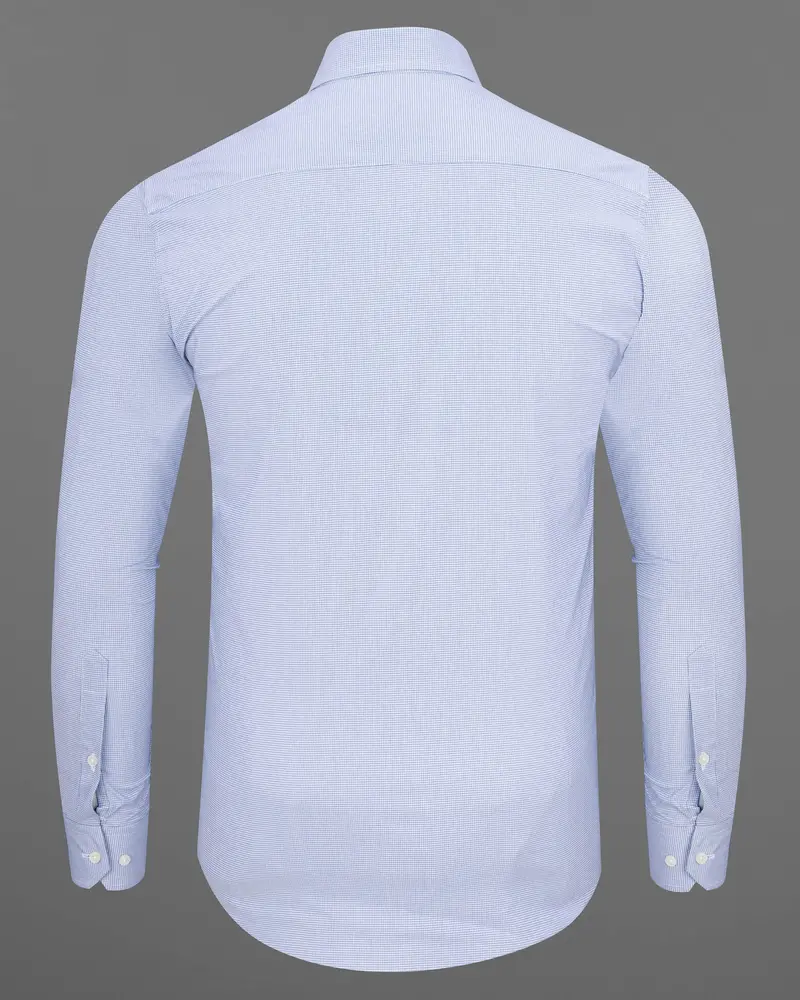 Dark Cerulean Blue And White Checkered Premium Cotton Shirt 6