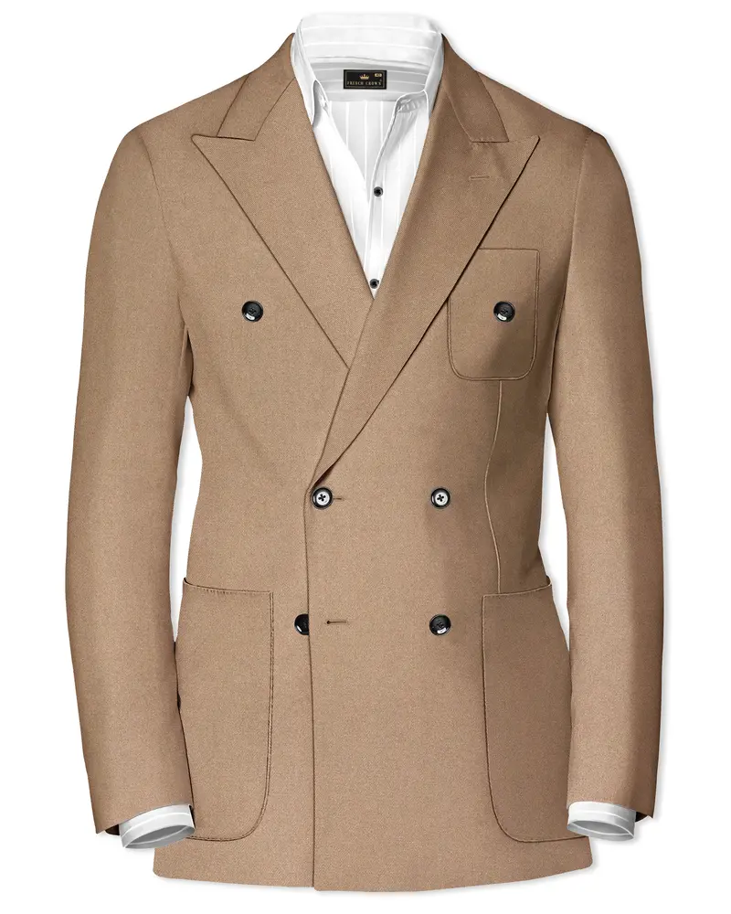 Dark Chestnut Brown Double Breasted Premium Cotton Blazer 1