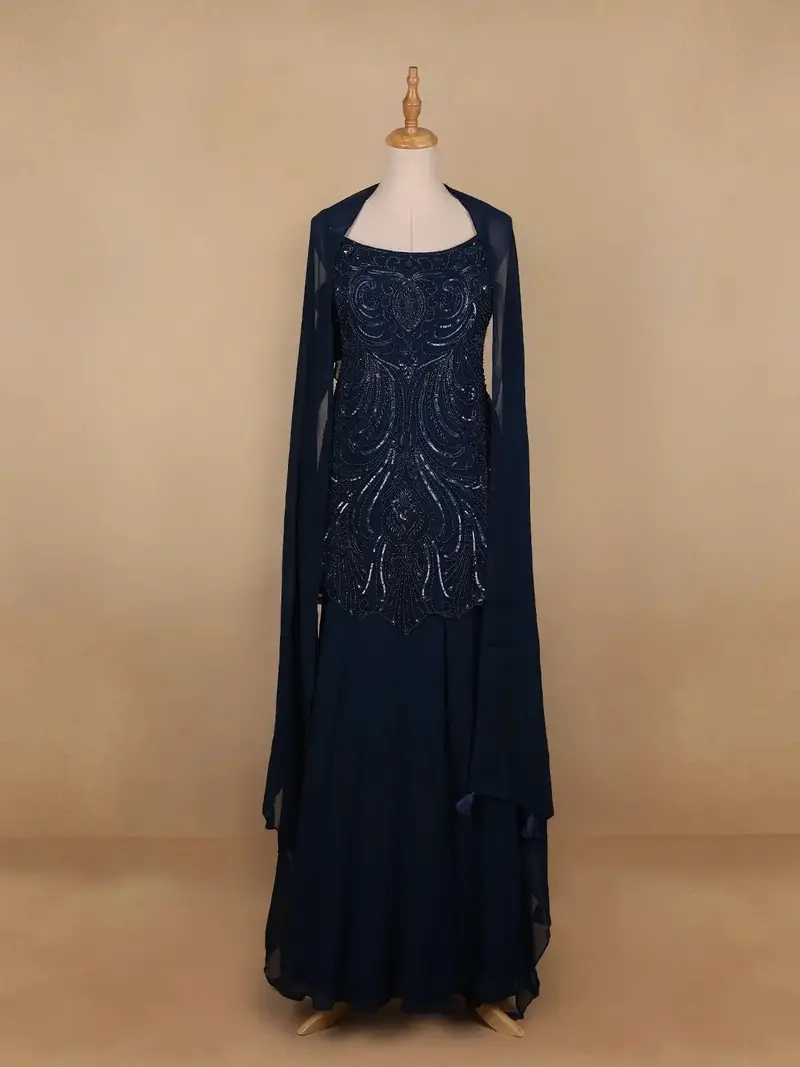 Dark Green Floral Embroidery Georgette Palazzo Salwar Suit 1