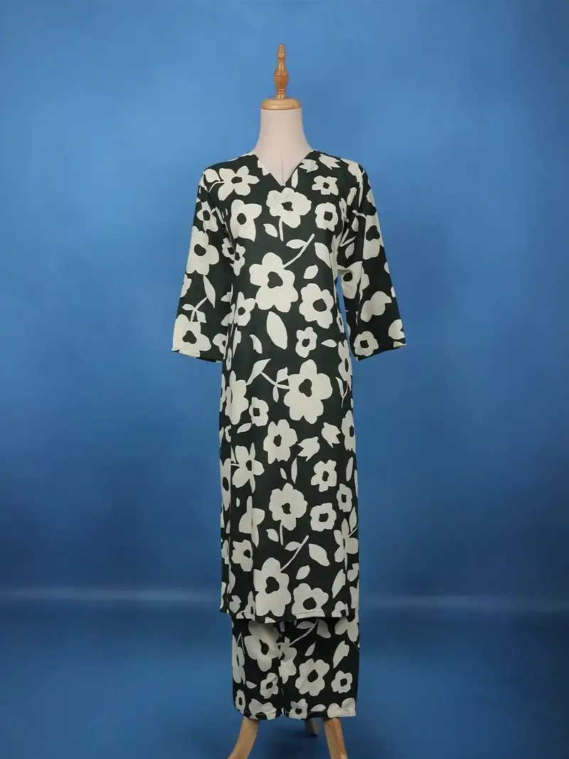 Dark Green Floral Printed Cotton Salwar Suit 2