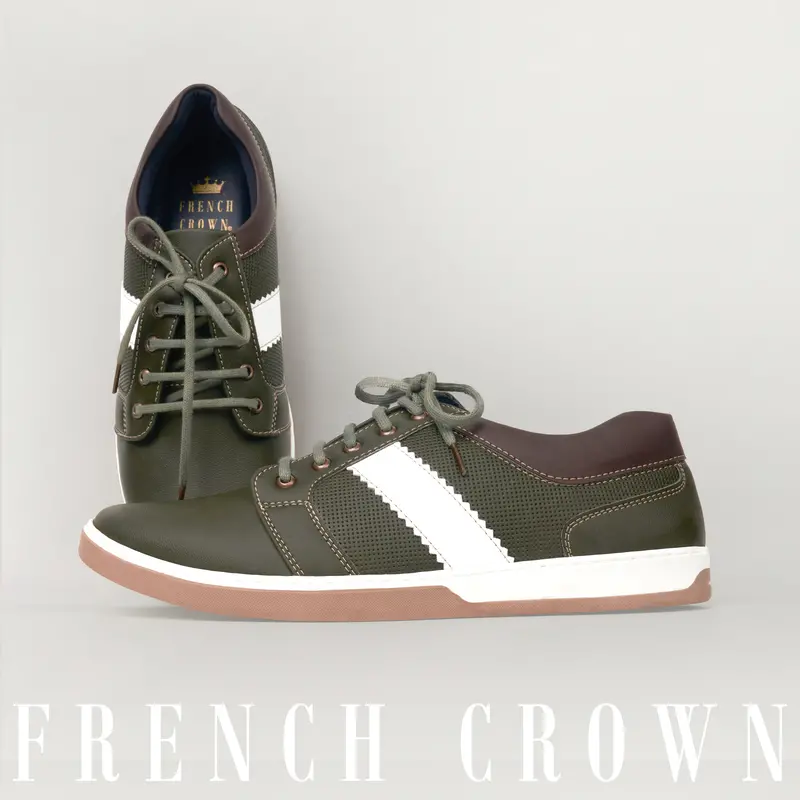 Dark Green Vegan Leather Derby Shoes 1