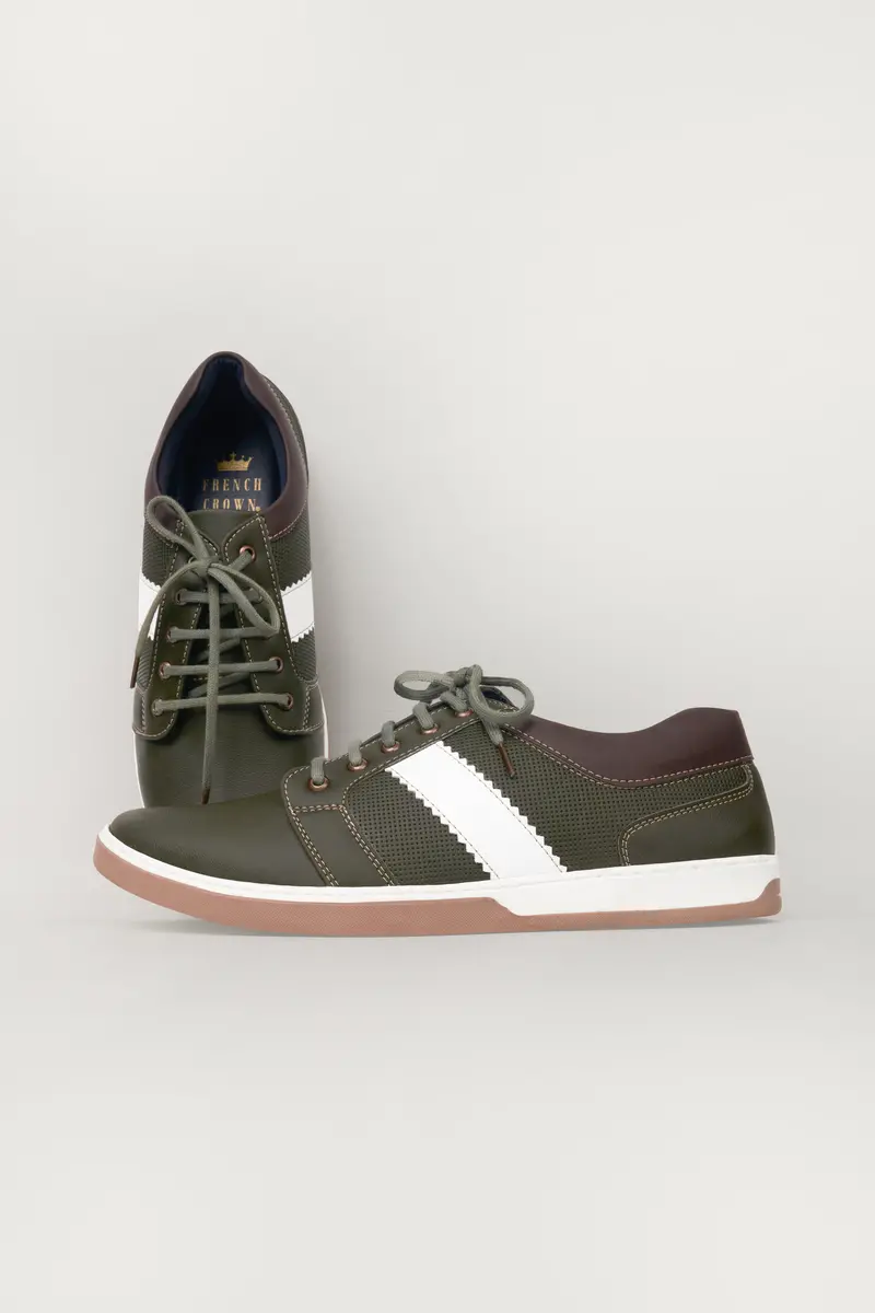 Dark Green Vegan Leather Derby Shoes 2