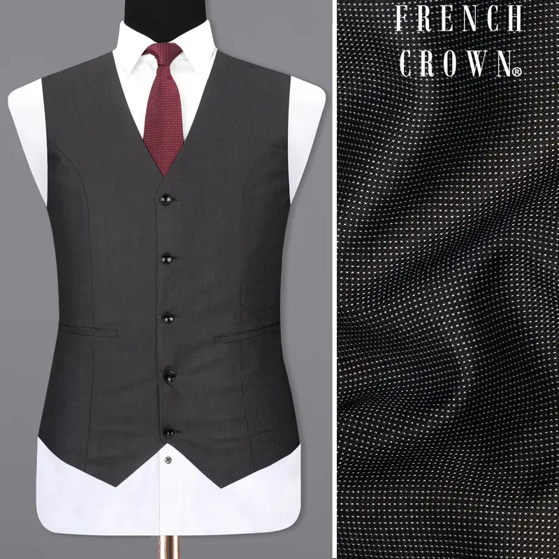 Dark Grey Dots Textured Waistcoat 1