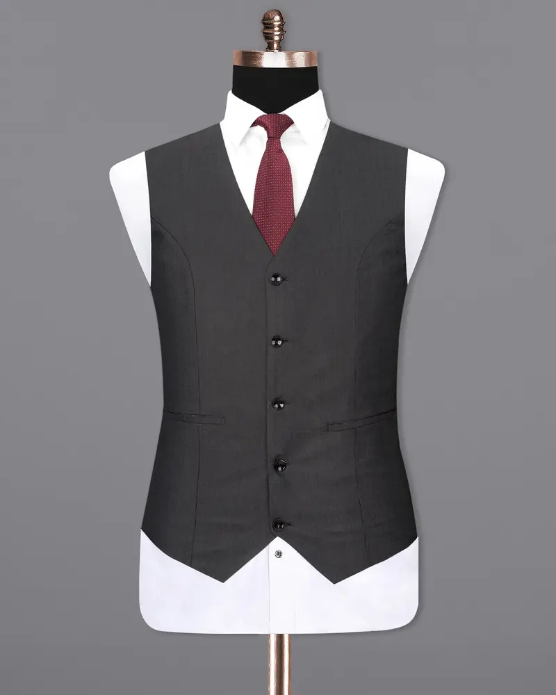 Dark Grey Dots Textured Waistcoat 2
