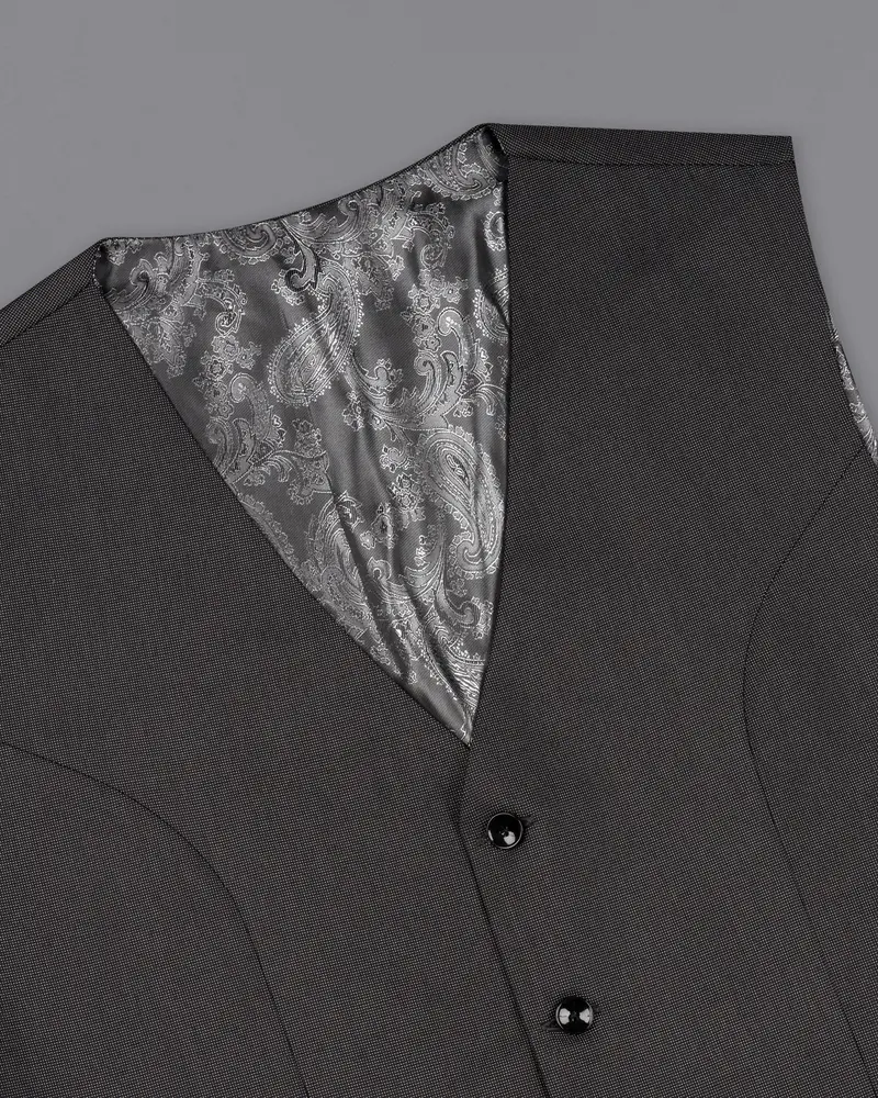 Dark Grey Dots Textured Waistcoat 4