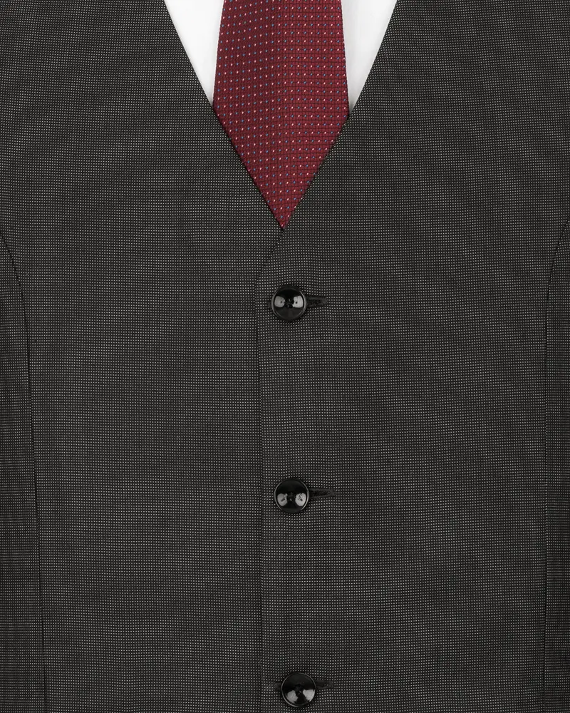 Dark Grey Dots Textured Waistcoat 5