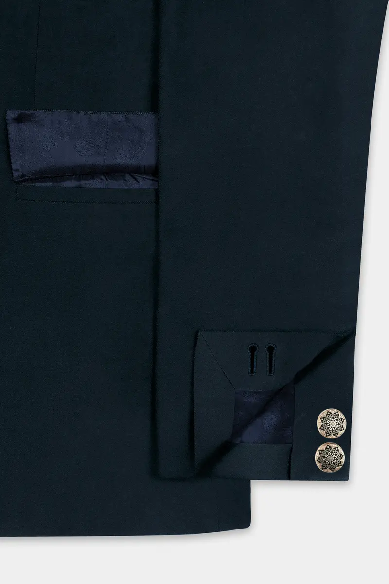 Dark Jungle Green Solid Premium Cotton Blazer 5