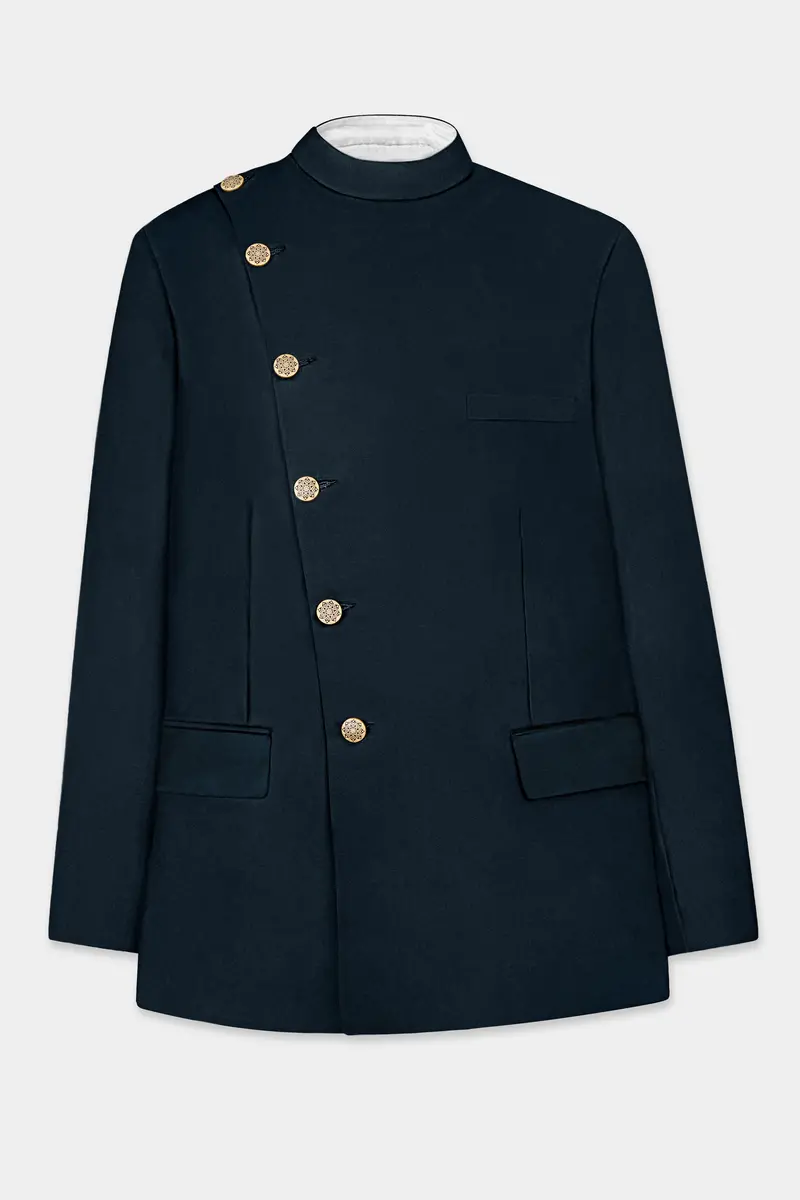 Dark Jungle Green Solid Premium Cotton Blazer 6