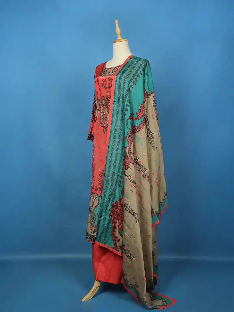 Dark Peach Crepe Anarkali Palazzo Salwar Suit 3