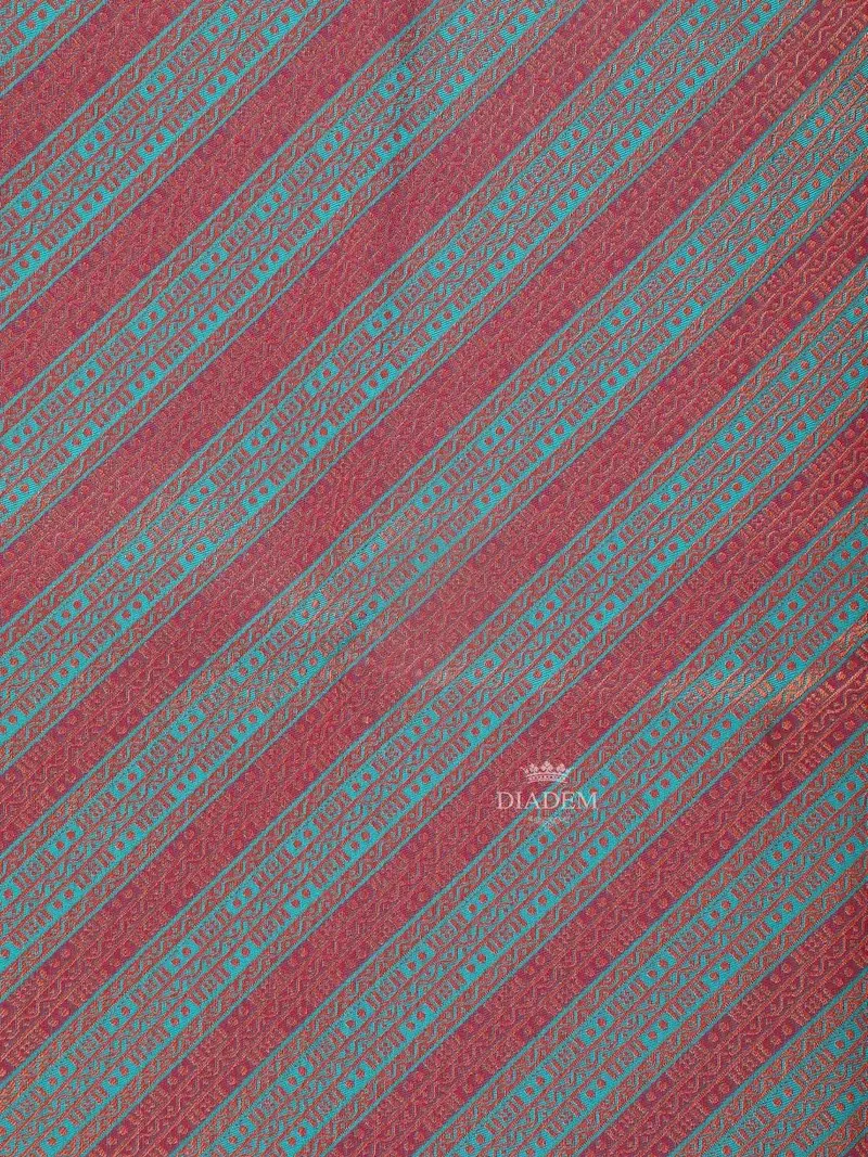 Dark Pink Art Silk Saree With Neli Stripes Pattern On The Body With Matching Zari Border 2