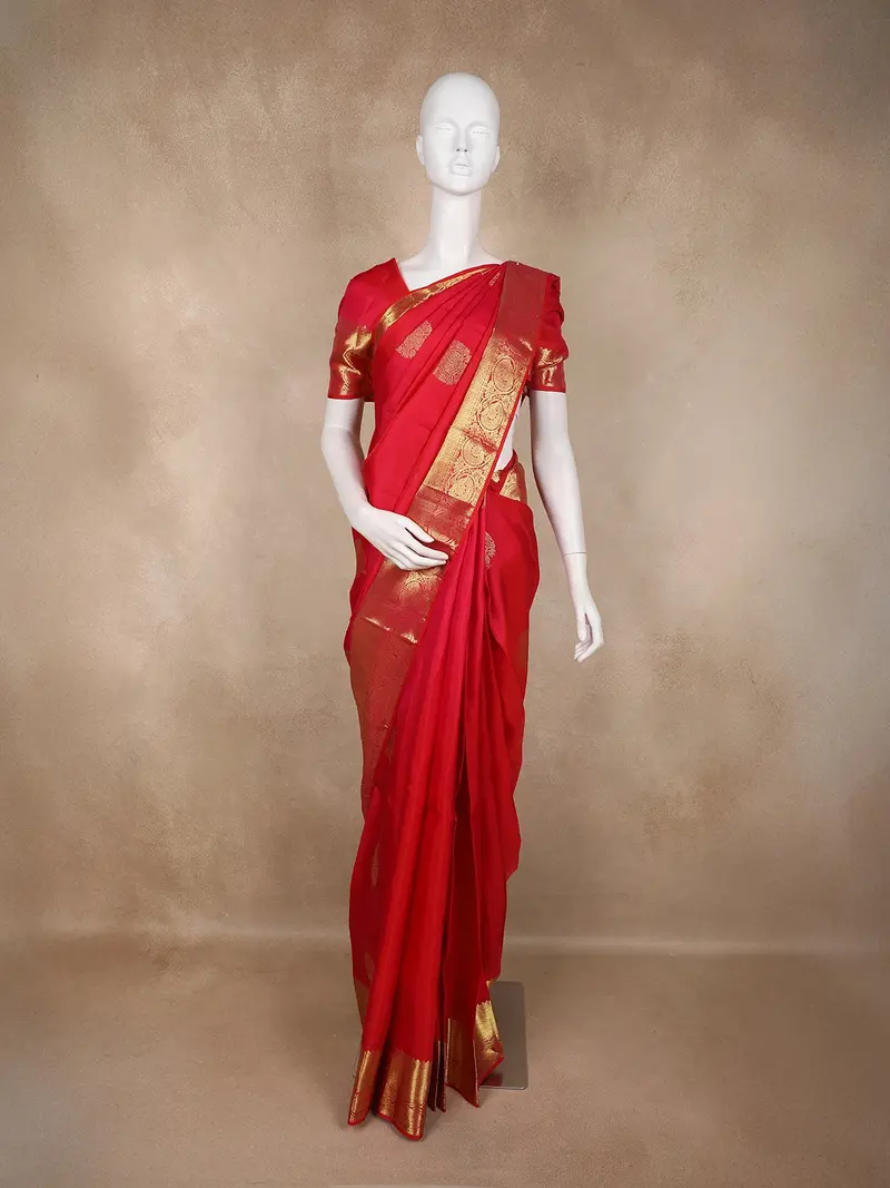 Dark Pink Butta Woven Design Kanchipuram Silk Saree With Zari Border 1