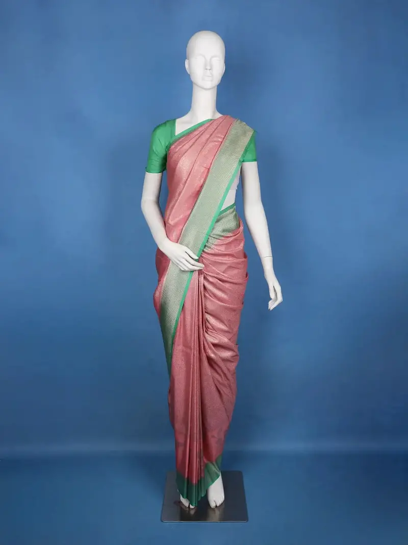 Dark Pink Floral Design Silk Saree 1