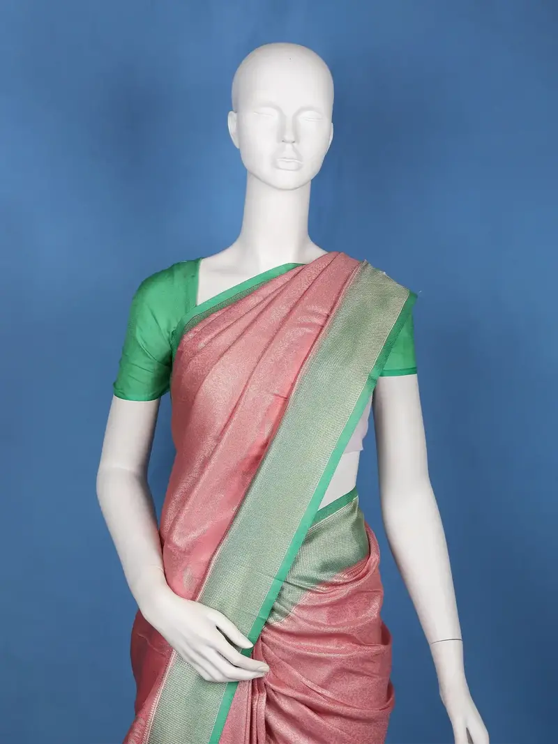 Dark Pink Floral Design Silk Saree 2