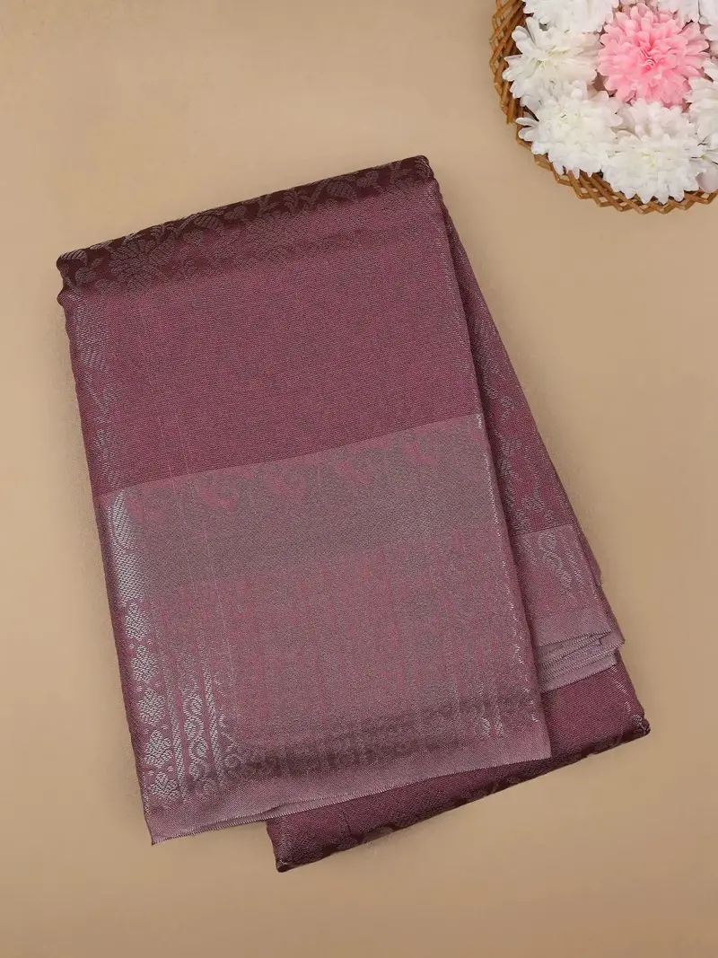 Dark Pink Floral Designed Fancy Art Silk Saree 1