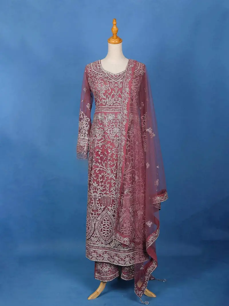 Dark Pink Floral Embroidery Salwar Suit Online 1