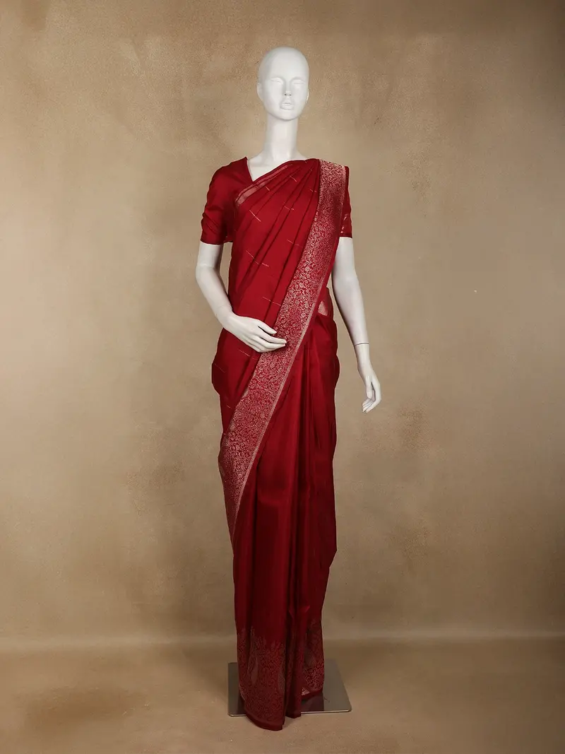 Dark Pink Peacock Zari Woven Kanchipuram Silk Saree 1