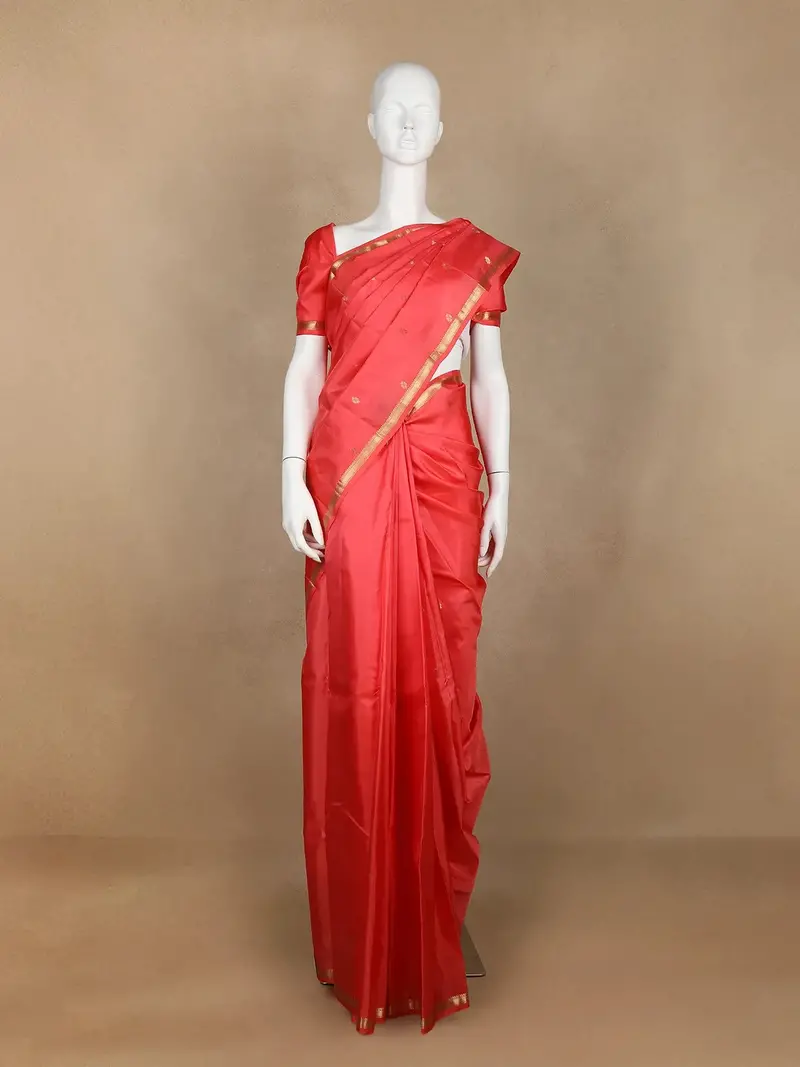 Dark Pink Rudraksha Motif Woven Pure Kanchipuram Silk Saree 1