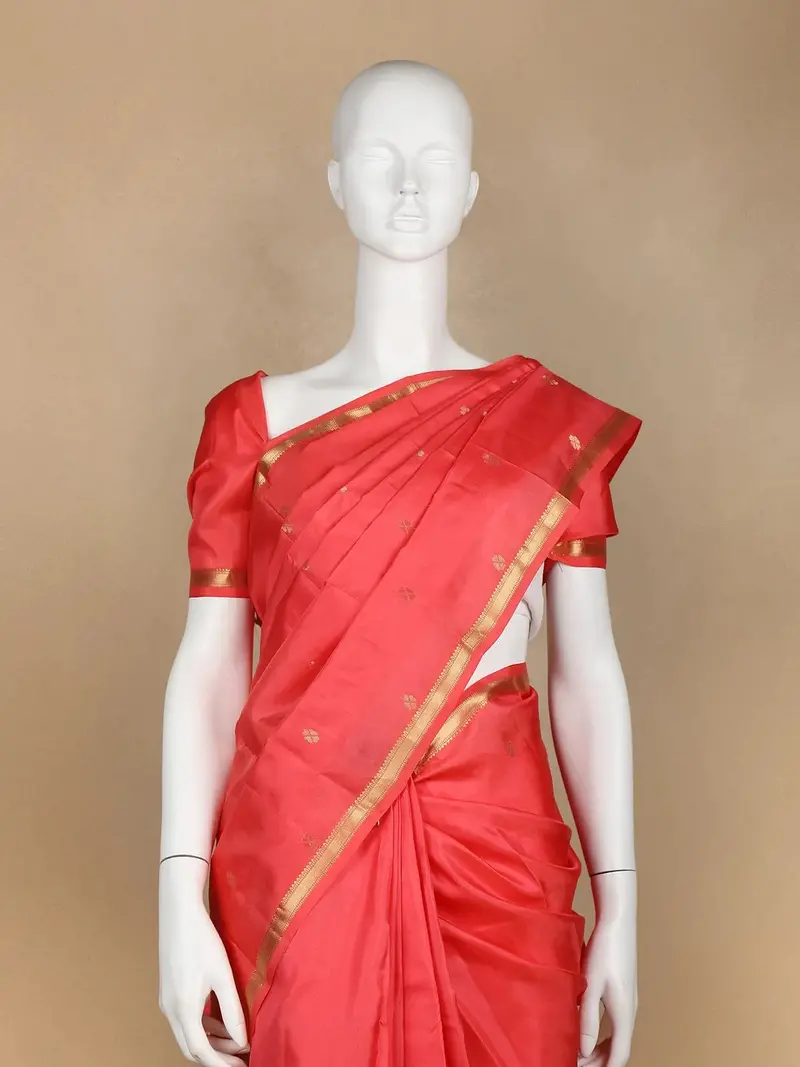 Dark Pink Rudraksha Motif Woven Pure Kanchipuram Silk Saree 2
