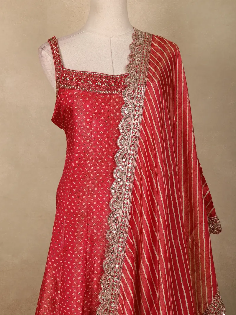 Dark Pink Sequins Embroidery Design Tissue Banarasi Palazzo Suit With Dupatta 2