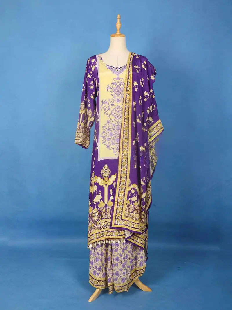 Dark Purple Crepe Anarkali Palazzo Salwar Suit 1