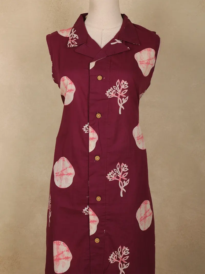 Dark Purple Floral Printed Design Cotton Co-Ord Set 2
