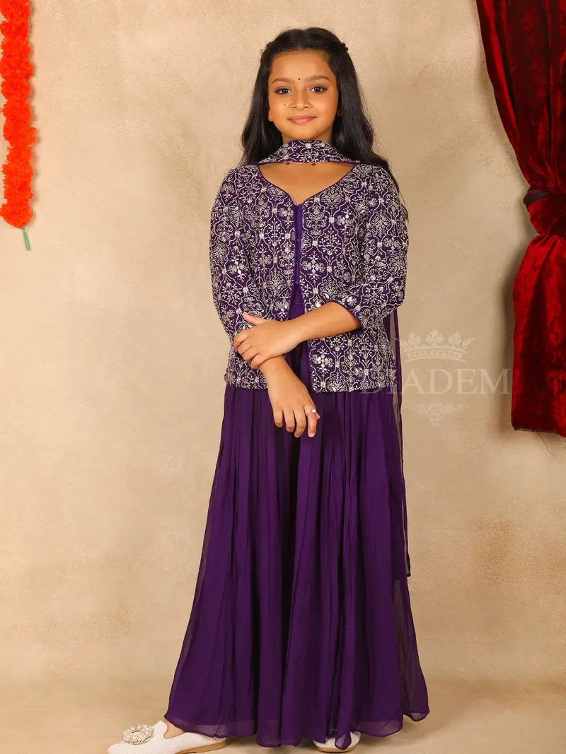 Dark Purple Georgette Palazzo Salwar Suit Online 1