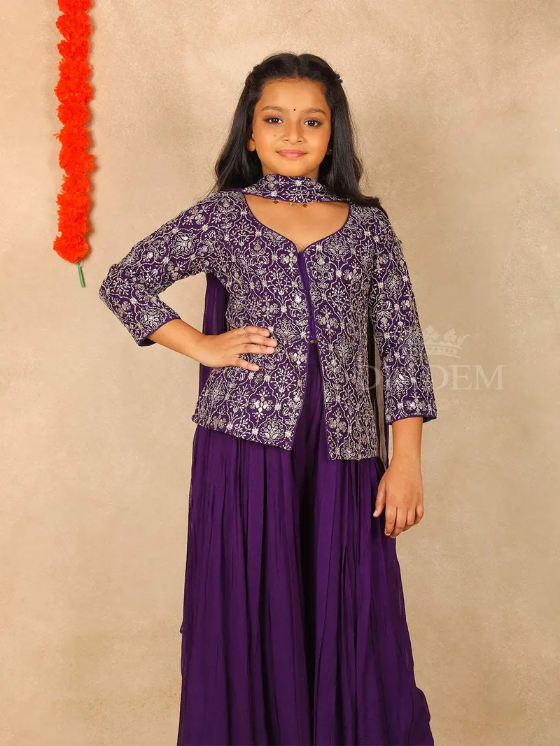 Dark Purple Georgette Palazzo Salwar Suit Online 2