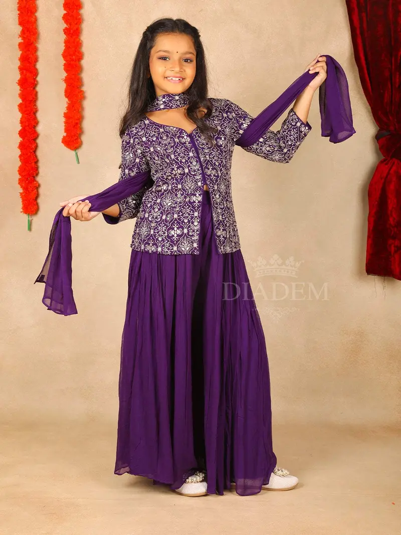 Dark Purple Georgette Palazzo Salwar Suit Online 4