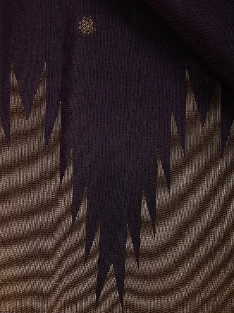 Dark Purple Temple Motifs Pure Kanchipuram Silk Saree 2