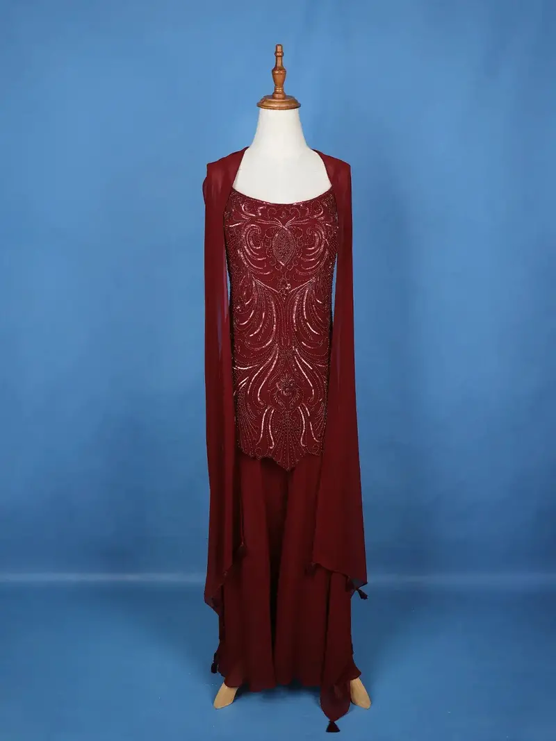 Dark Red Floral Designed Georgette Palazzo Salwar Suit 1