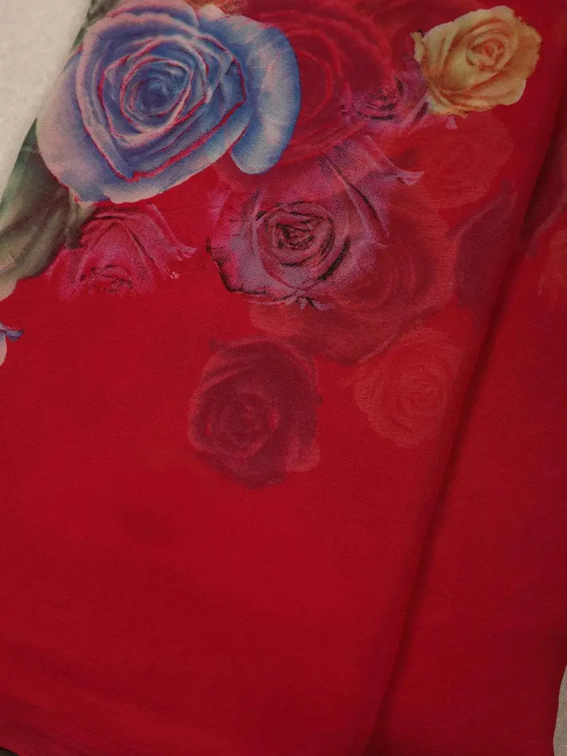 Dark Red Floral Printed Georgette Saree 2