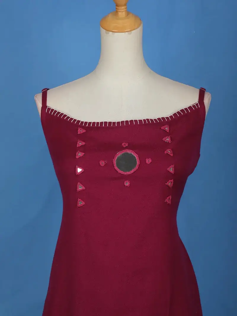 Dark Red Mirror Designed Cotton Salwar Suit 2