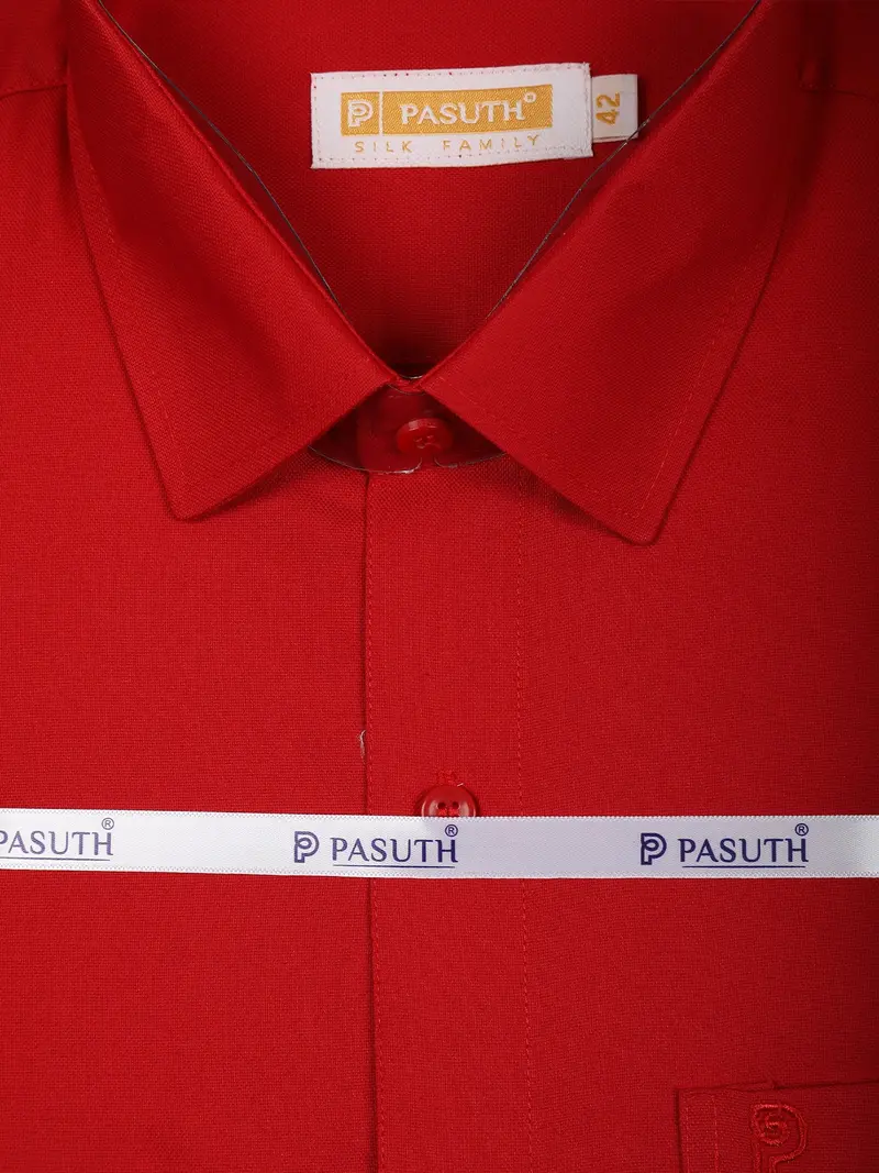 Dark Red Solid Woven Design Shirt With Dhoti Set 3