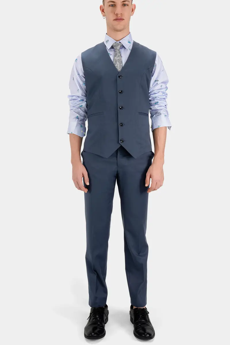 Dark Slate Blue Wool Rich Waistcoat 6